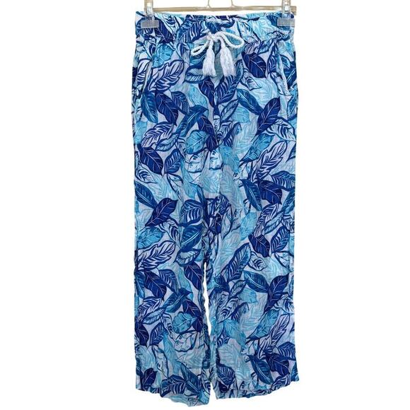 Sigrid Olsen linen tropical print pants, large, beach, coastal, vacation, resort - Picture 1 of 4